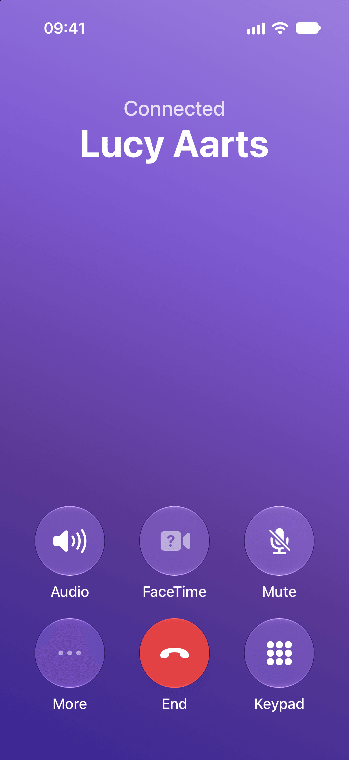 A fake phone call to Lucy Aarts, connected and playing a recording.