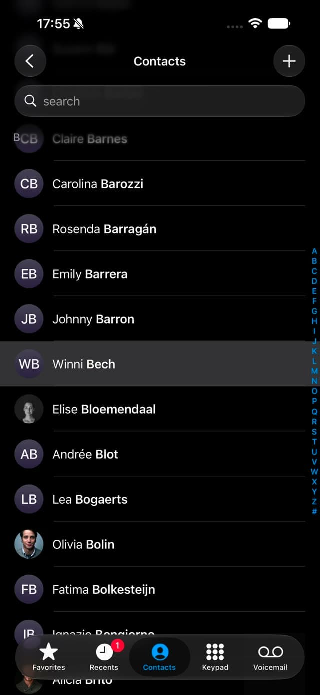 Swipe select contact frame 47
